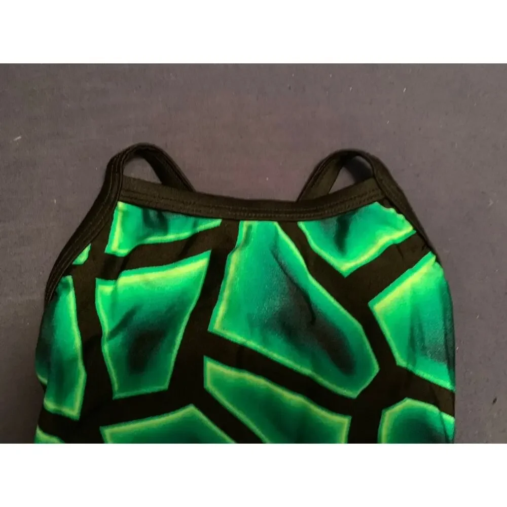 Speedo Girls Youth Swimsuit Size 20 Green Black